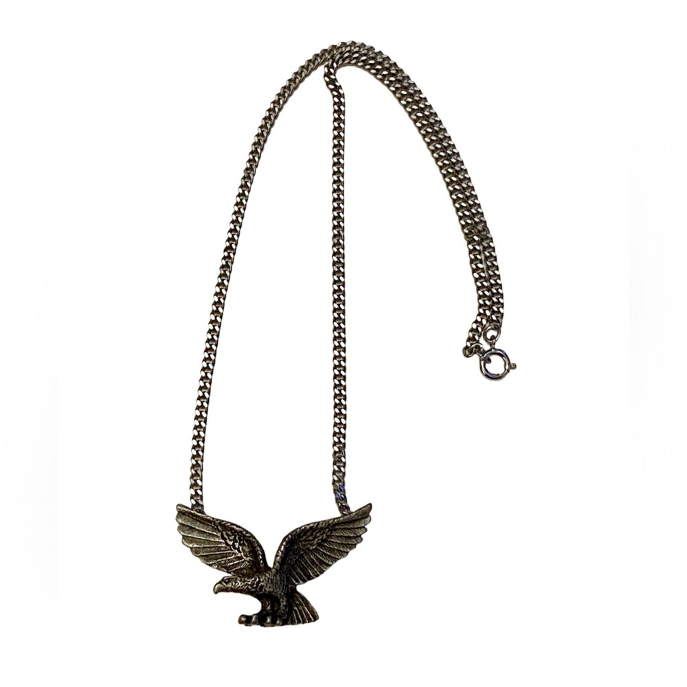 AVON 1970s Vintage EAGLE Necklace Silver